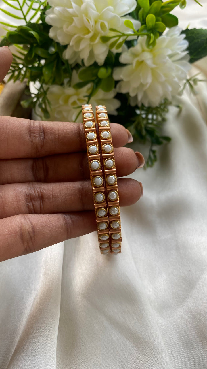 Dot Handmade Kundan Bangles (Set of 2 -  9 Colour Options Available )