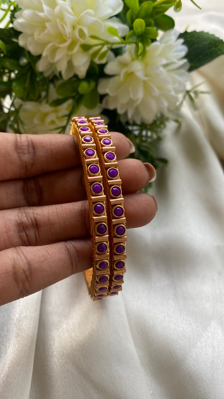 Dot Handmade Kundan Bangles (Set of 2 -  9 Colour Options Available )