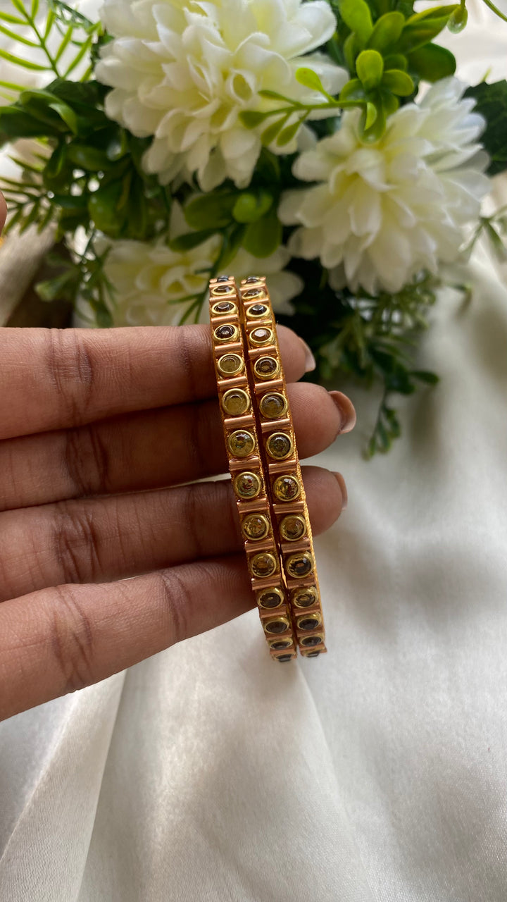 Dot Handmade Kundan Bangles (Set of 2 -  9 Colour Options Available )