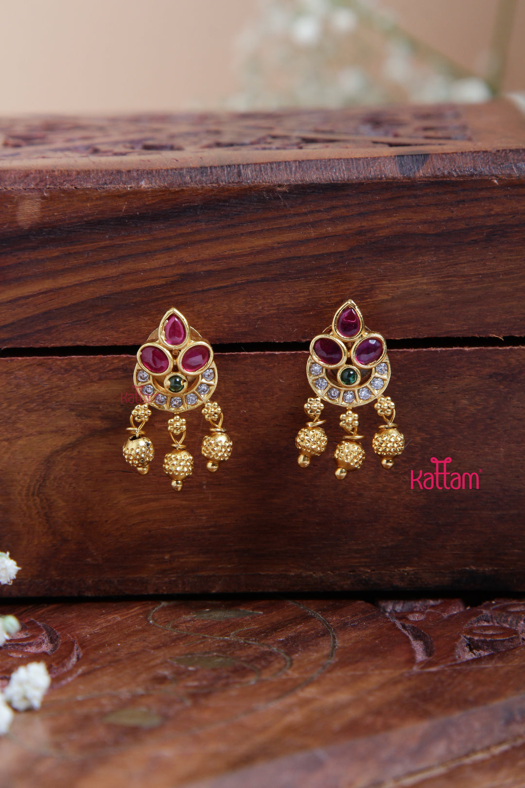 Goldtone Tiny Halfmoon Drop Earring