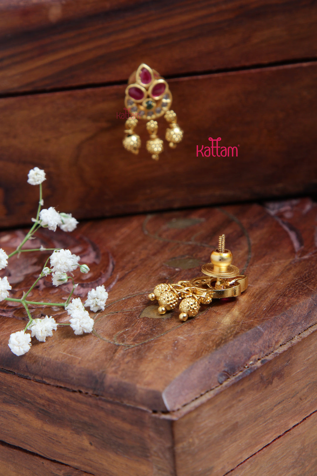 Goldtone Tiny Halfmoon Drop Earring