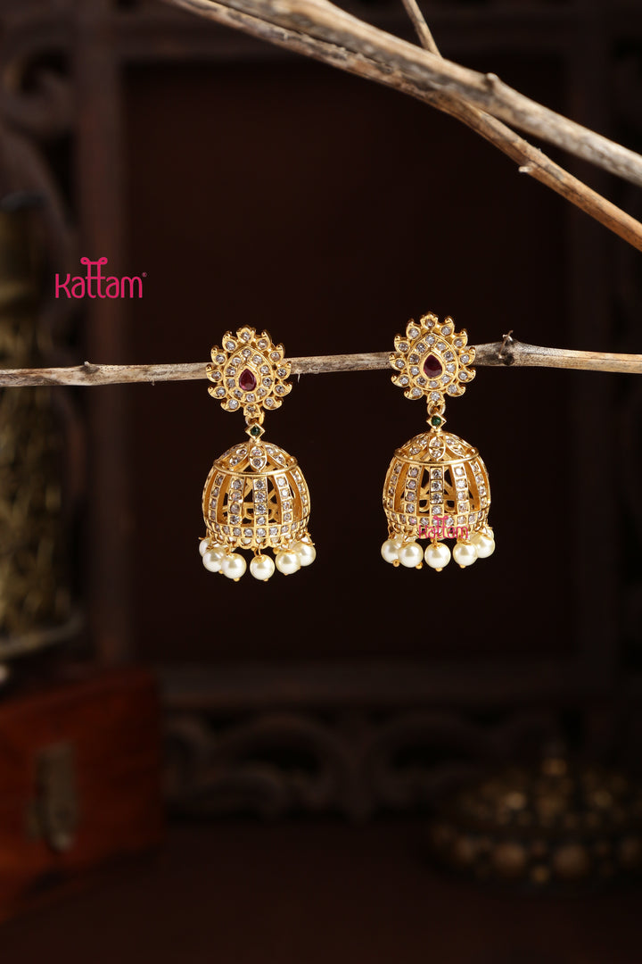 Thilak AD Stone Pearl Jhumka