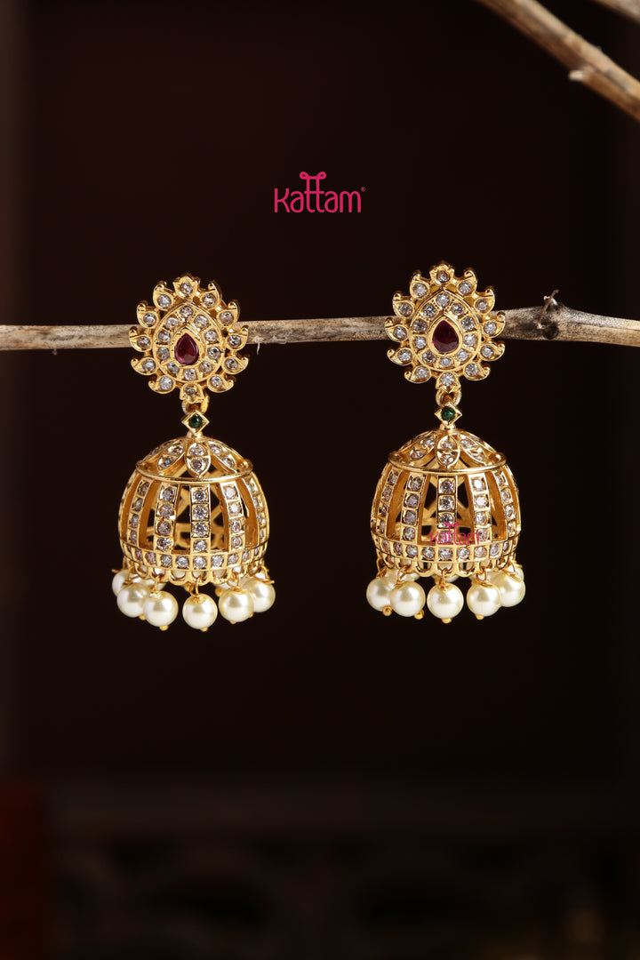 Thilak AD Stone Pearl Jhumka