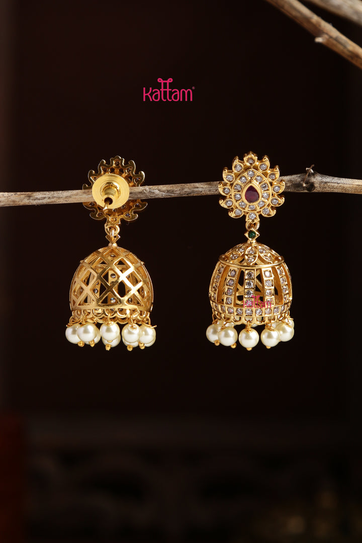 Thilak AD Stone Pearl Jhumka