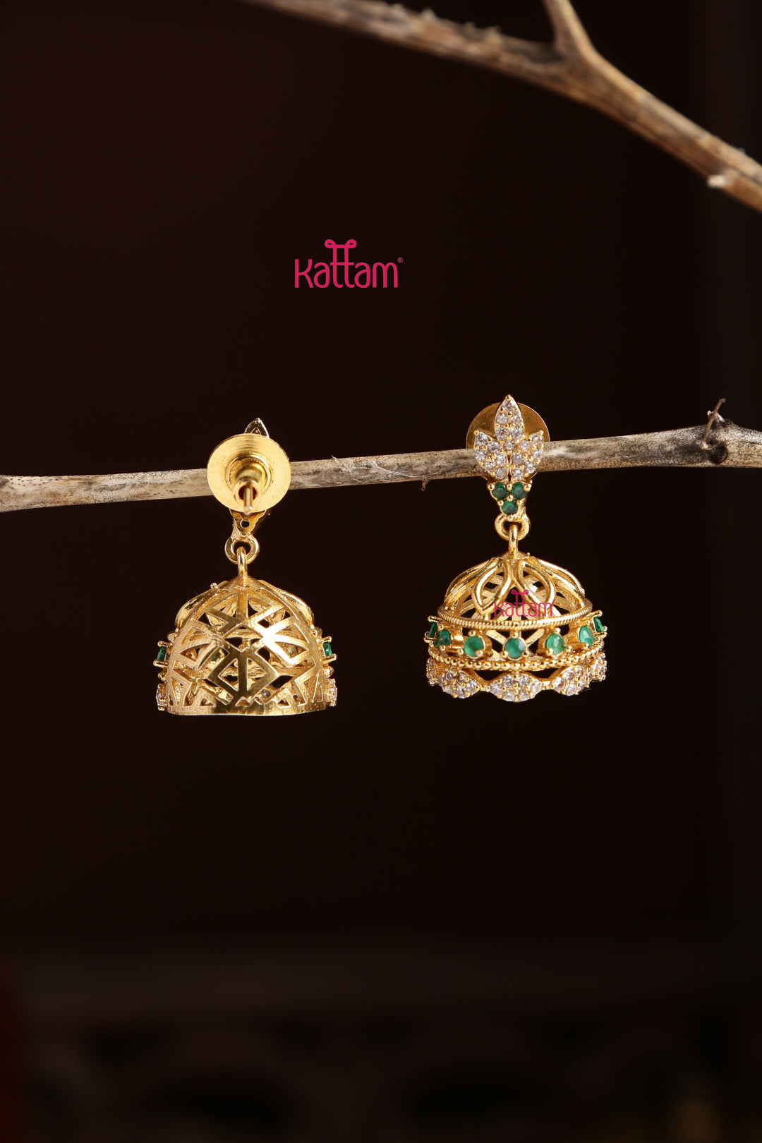 Indhu - Green Stone Jhumka