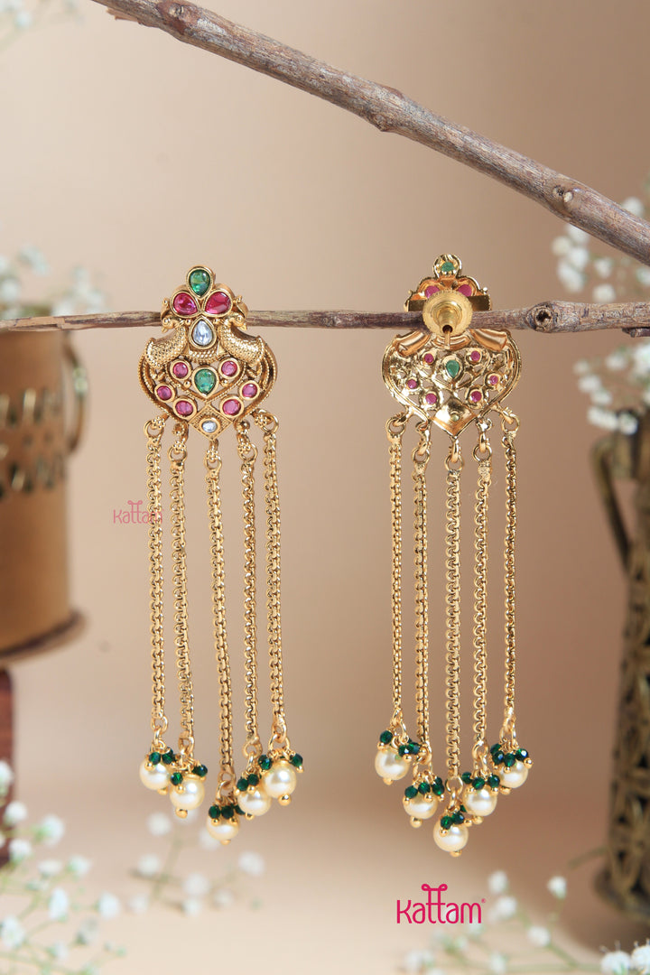 Peacock Pearl Dangler Earrings
