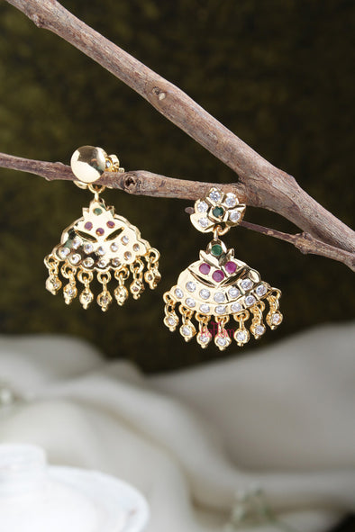 Traditional Goldtone Stone Drop Earring