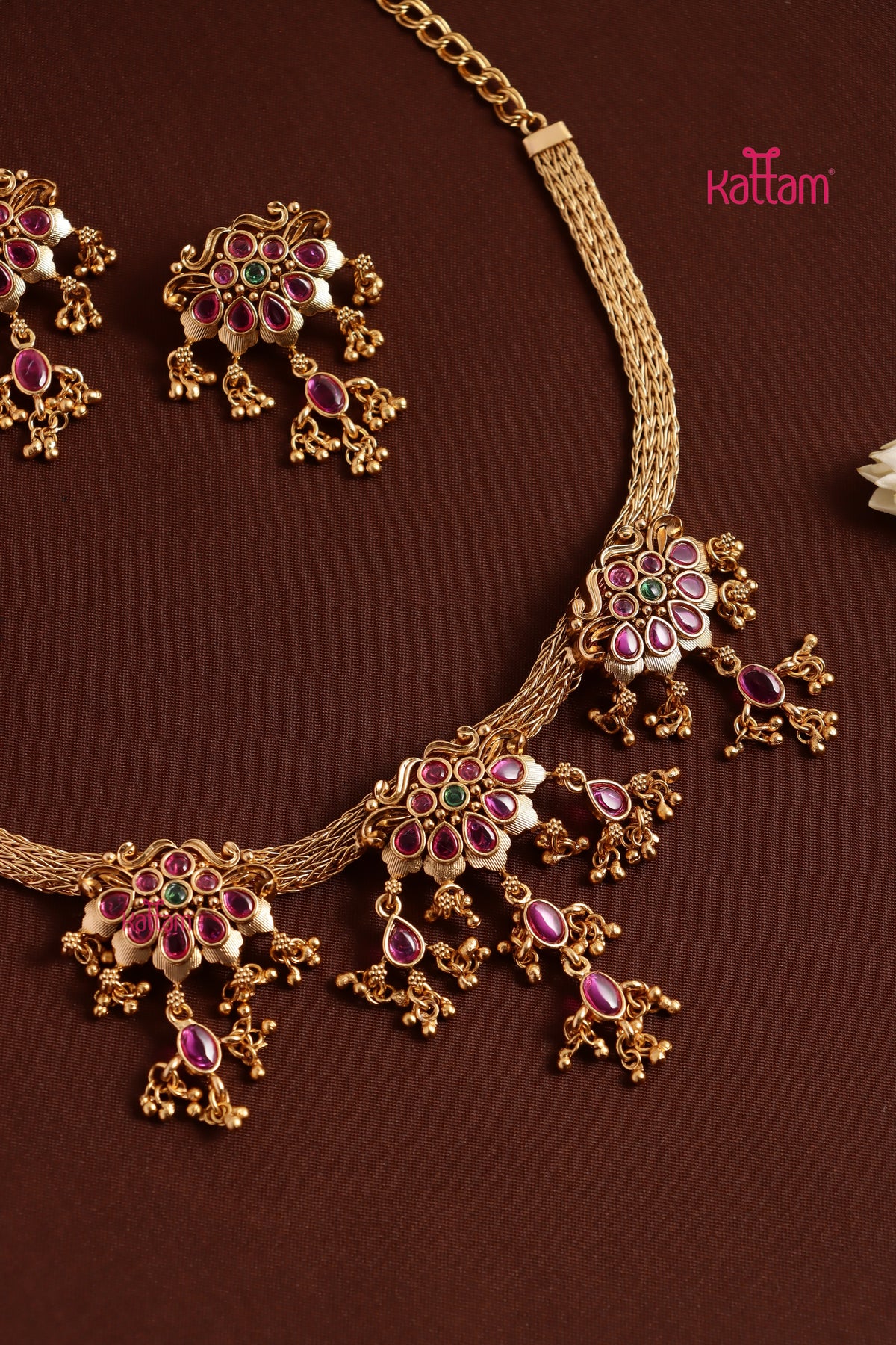 Ethnic Drop Stone Attigai Choker