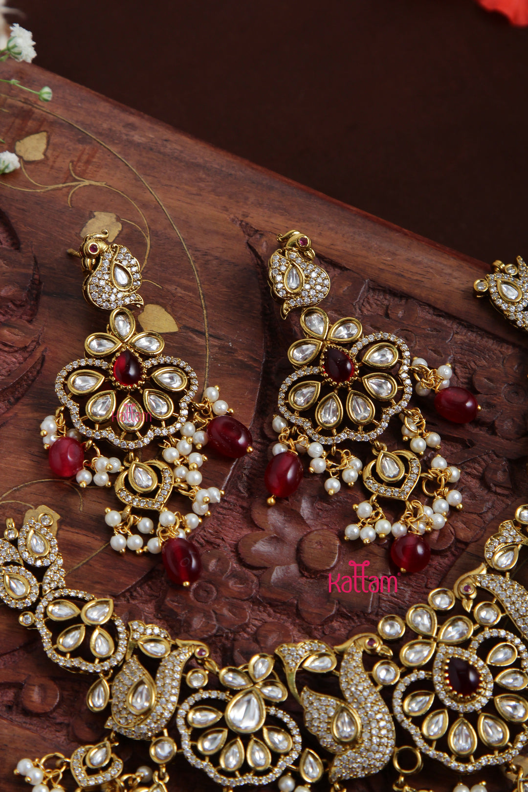 Jasmine - AD Semi Bridal Maroon Choker