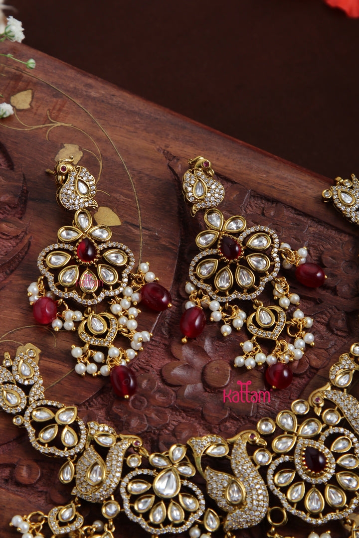 Jasmine - AD Semi Bridal Maroon Choker
