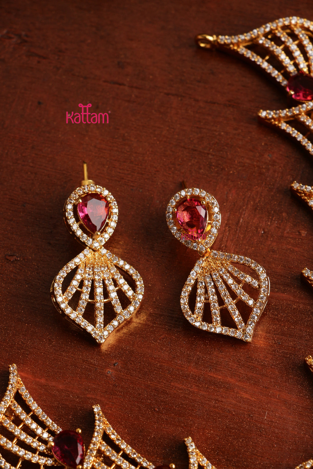 AD Stone Feather Ruby Choker