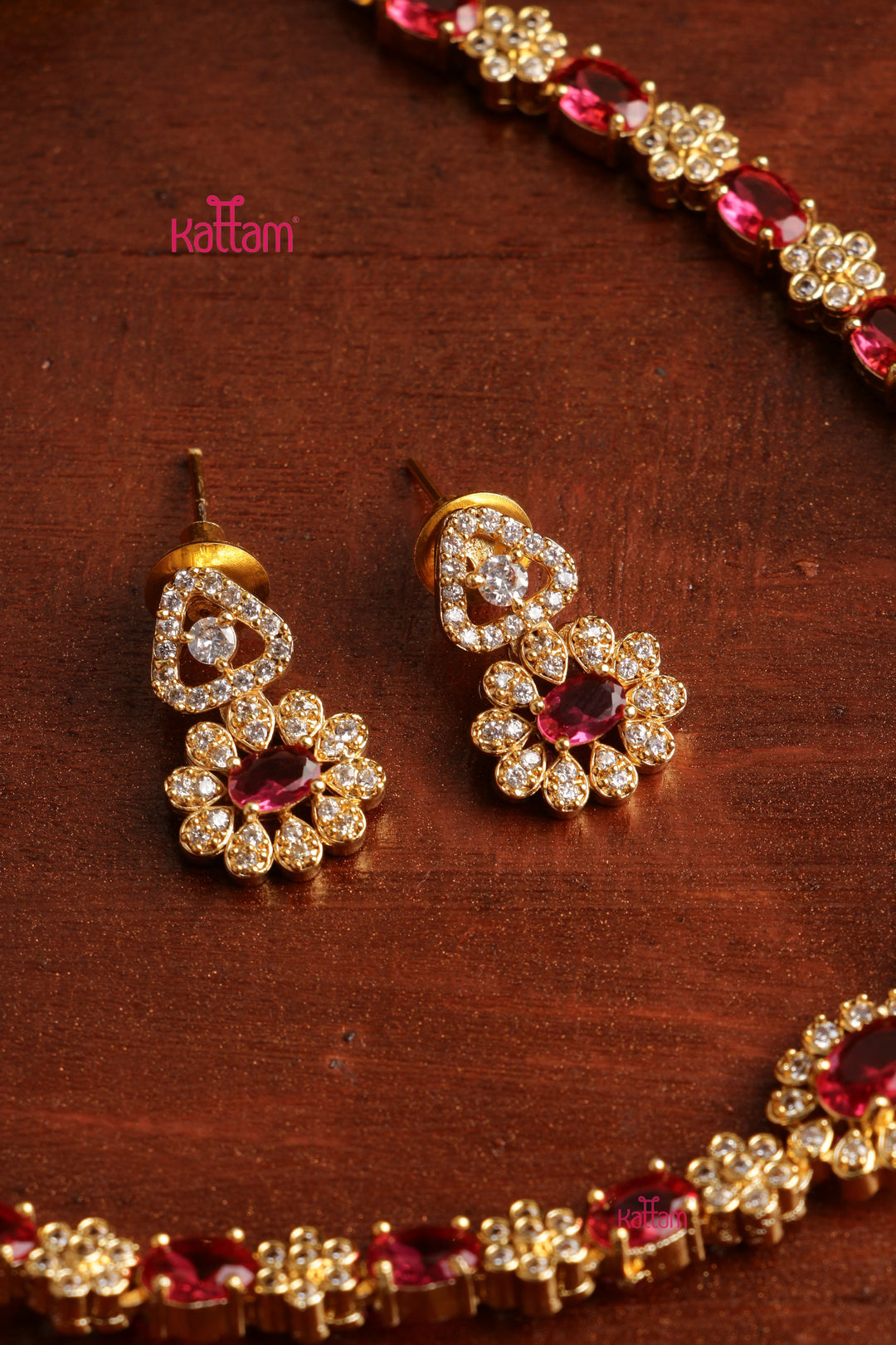 Mini Flower Stone Choker - Ruby