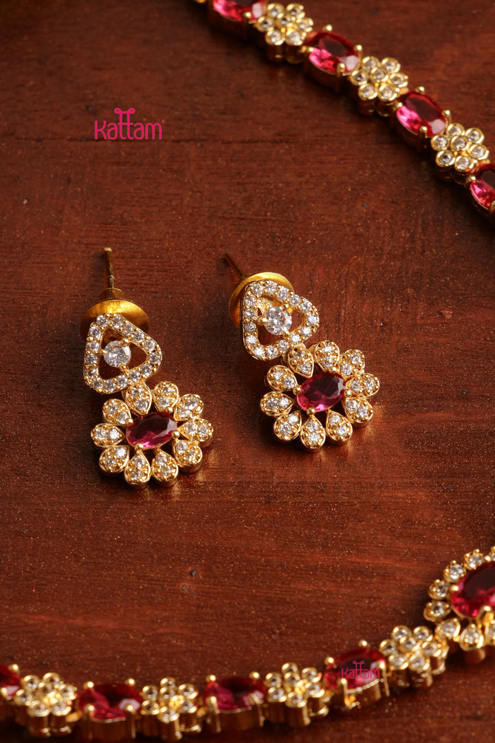 Mini Flower Stone Choker - Ruby