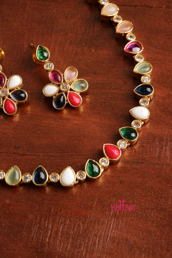 Navarathna Drop Stone Choker