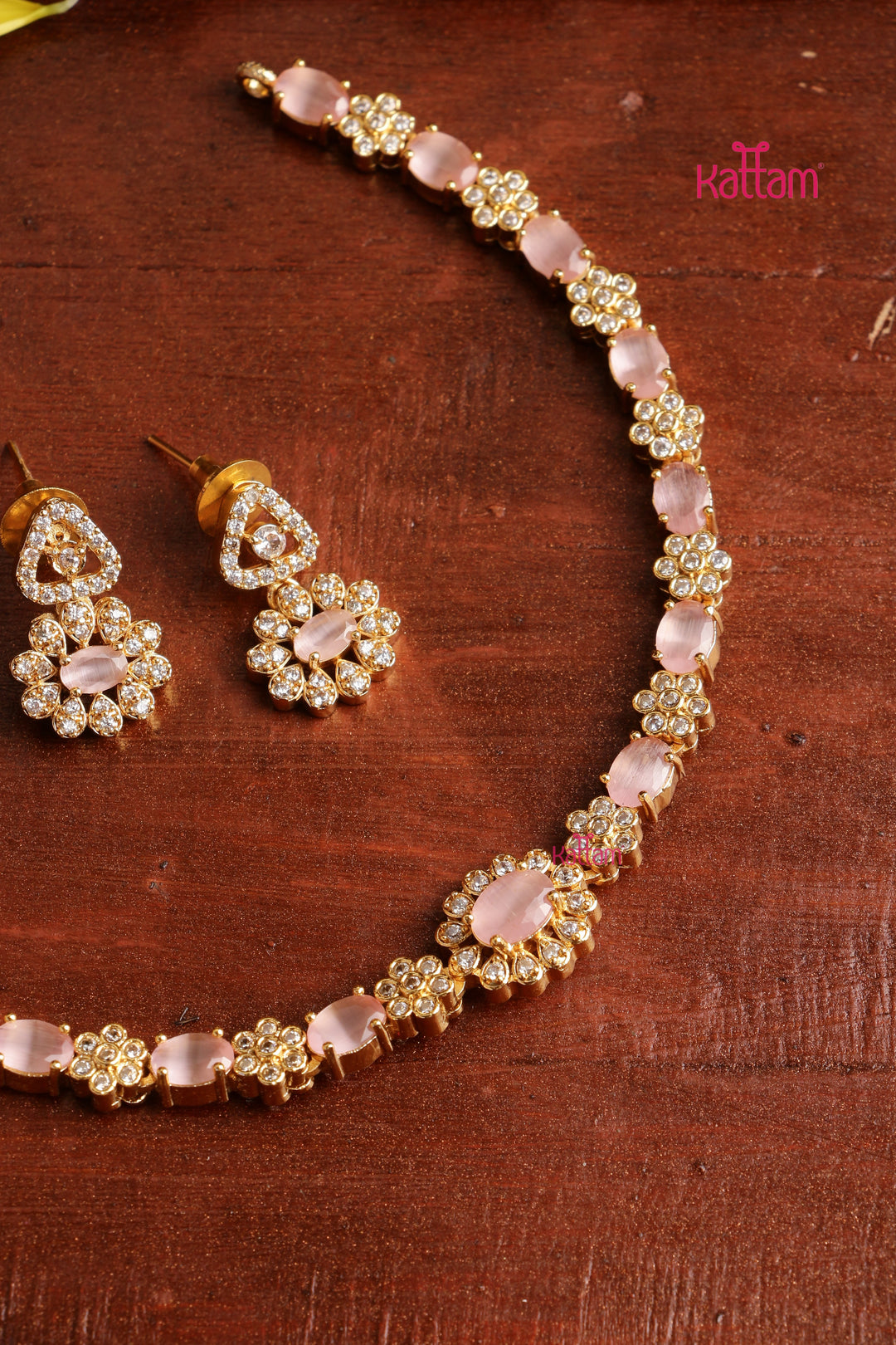 Mini Flower Stone Choker - Pastelpink