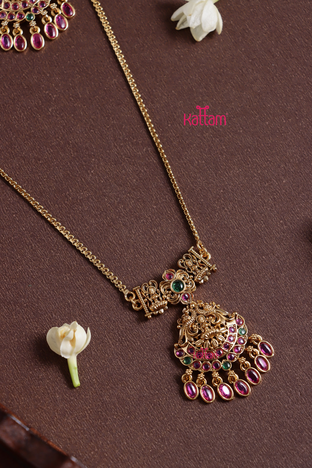 Lakshmi Pendant Stone Drop Chain Set