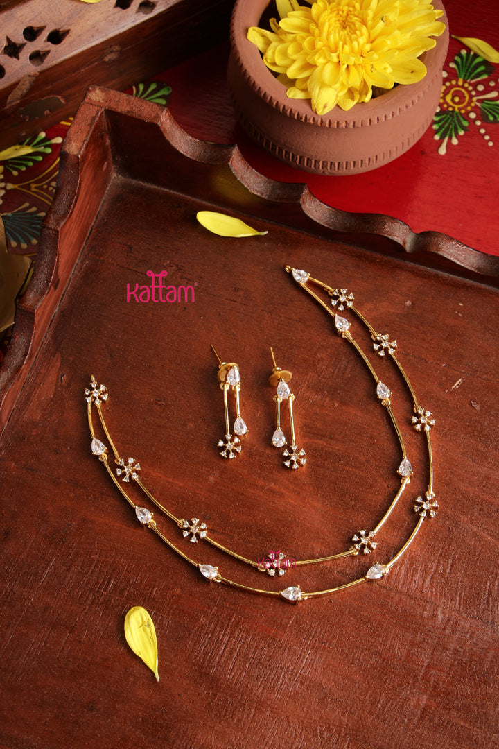 Nakshatra Two Line White Choker