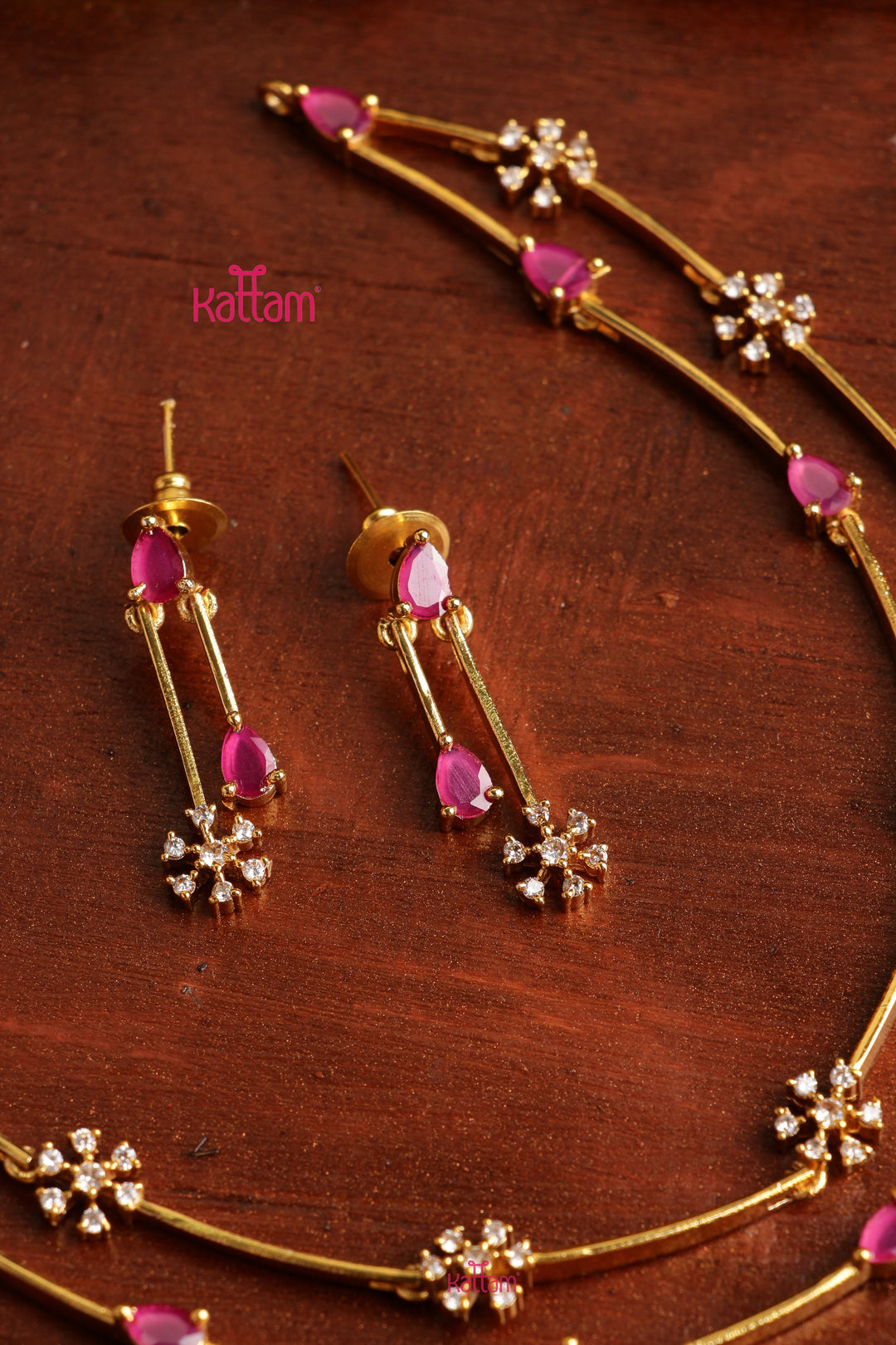 Nakshatra Two Line Ruby Choker