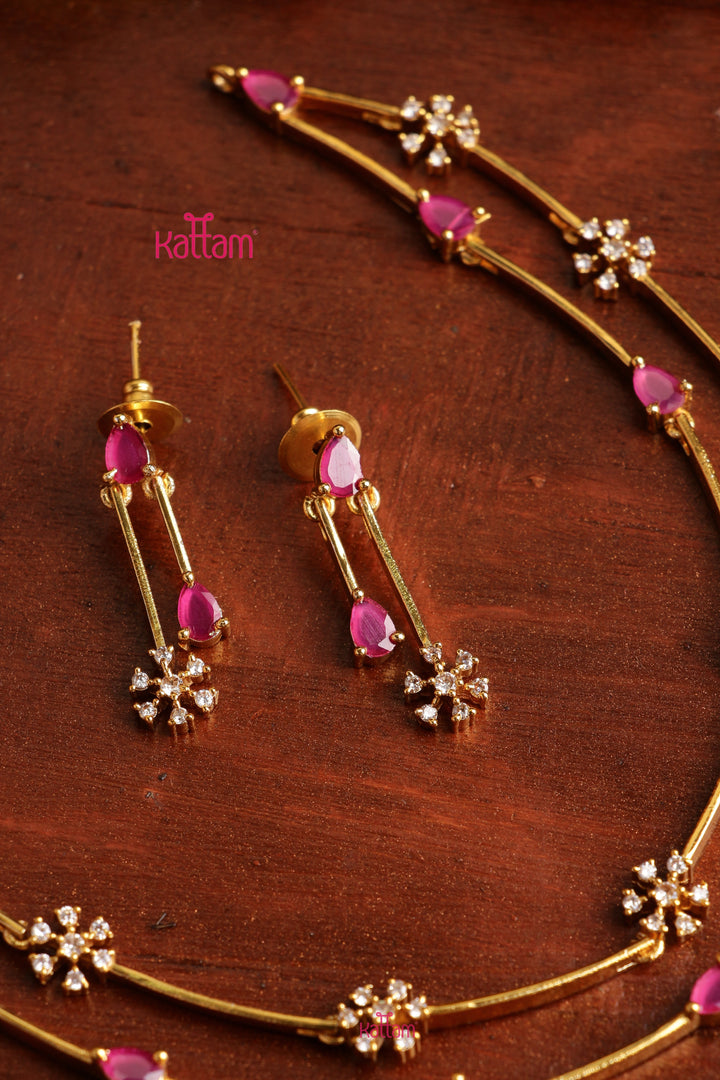 Nakshatra Two Line Ruby Choker