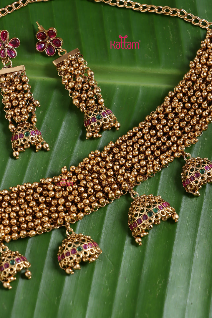 Revathi - Patterned Jhumka Drop Choker