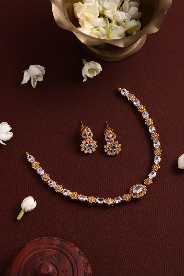 Mini Flower Stone Choker -  White