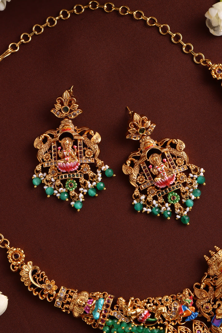 Lakshmi Meenakari Necklace - Light Green