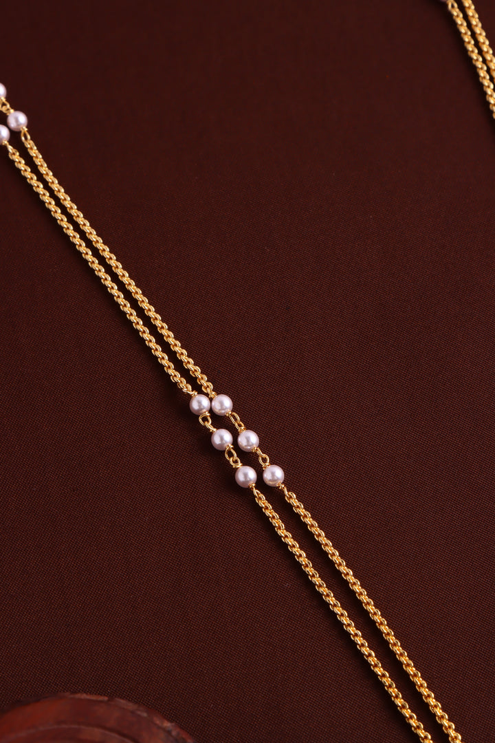 Elephant Lakshmi Gatti Dollar Pearl Chain -RubyWhite