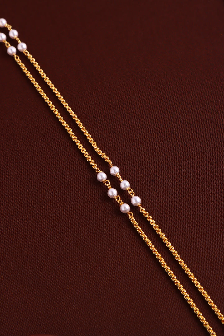 Twin Peacock Pearl Dollar Chain - White