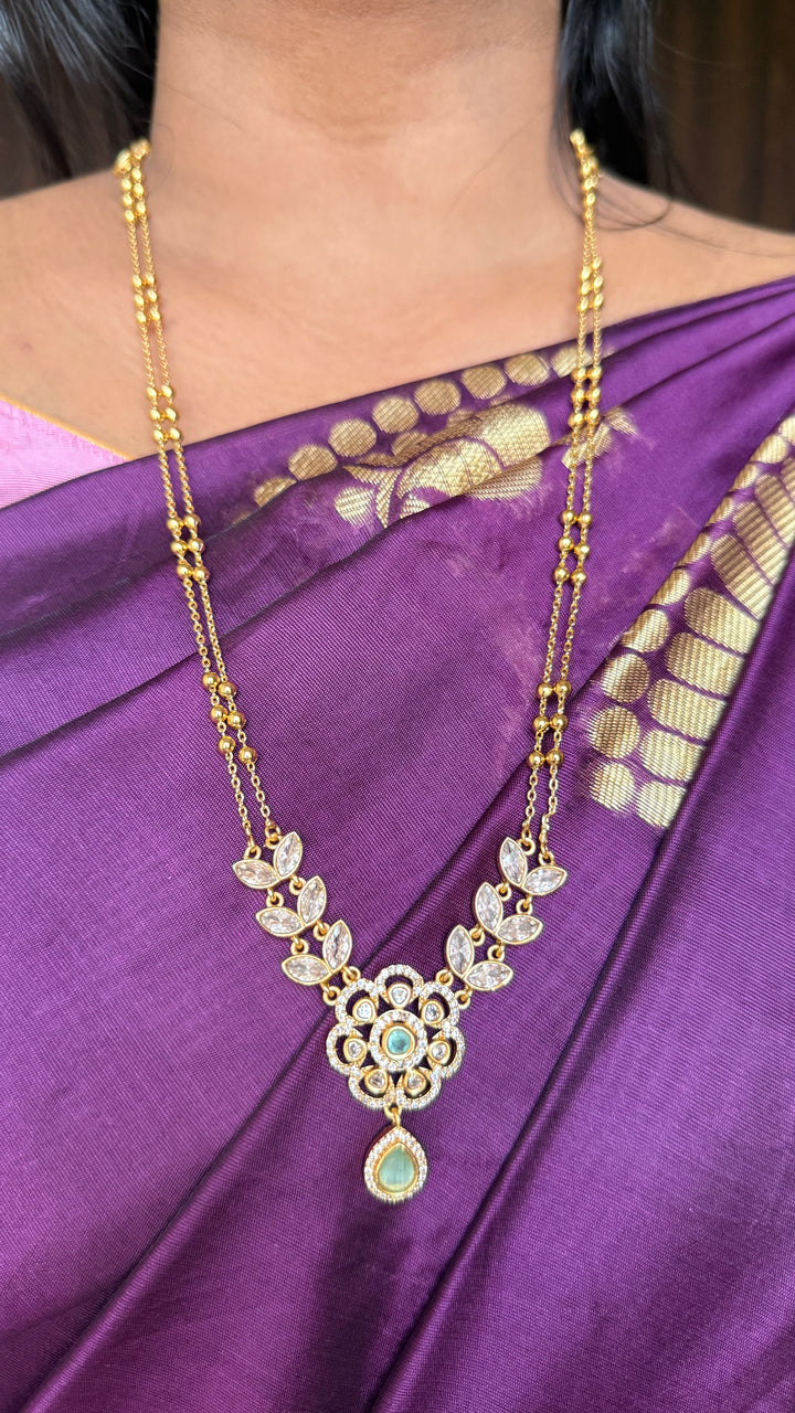 Shivanya - Layered PastelGreen Flower Chain