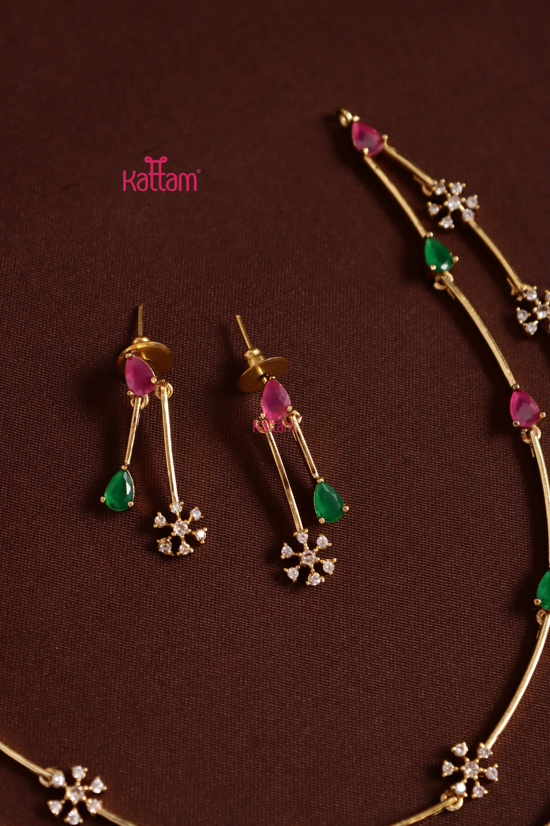 Nakshatra Two Line Rubygreen Choker