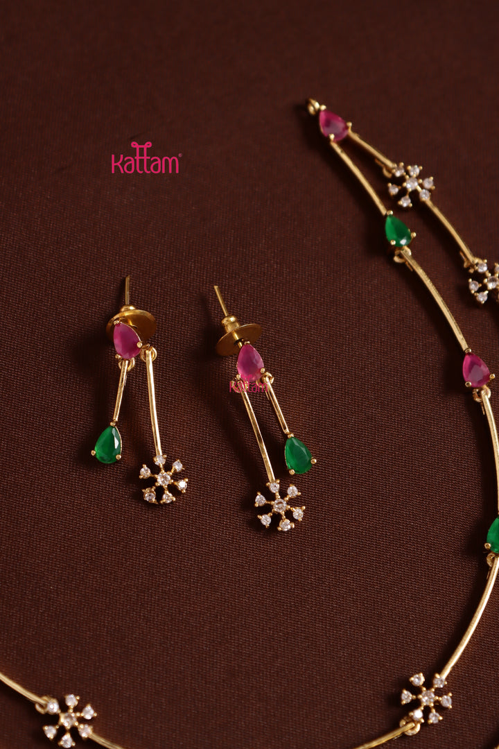 Nakshatra Two Line Rubygreen Choker