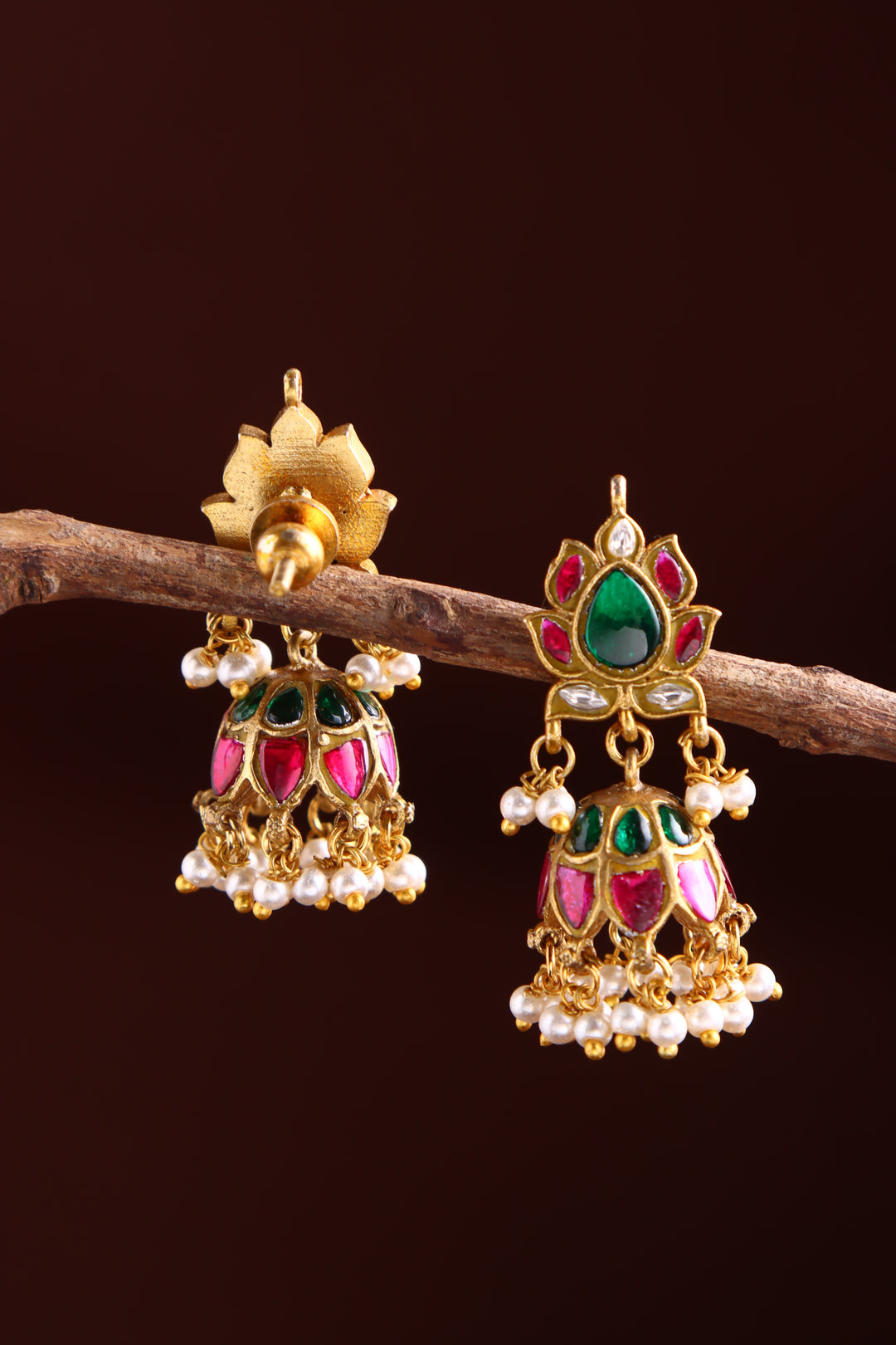 Kundan lotus Jhumka