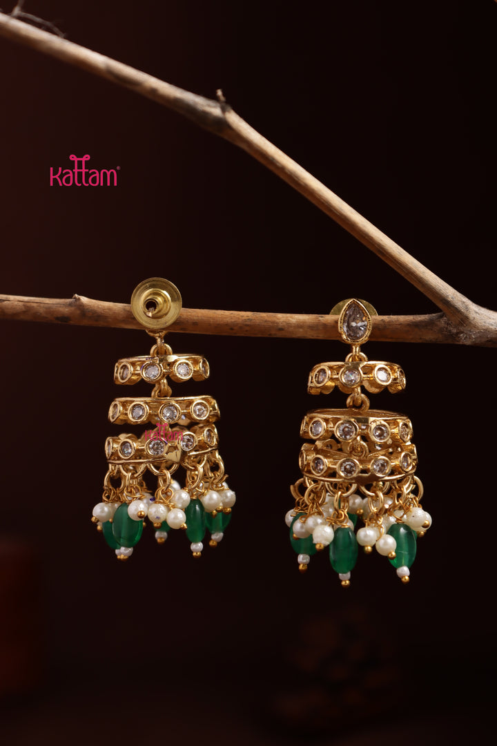 Spiral Stone Bead Jhumka