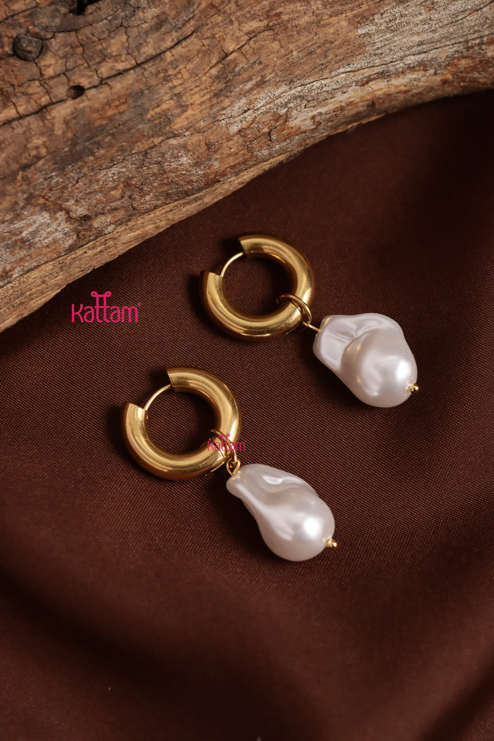 Anti Tarnished Pearl Drop Earring