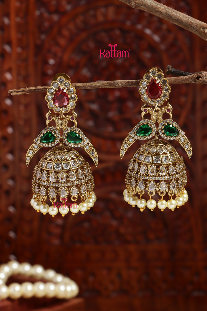 Sayali  - AD Peacock Multistone Jhumka