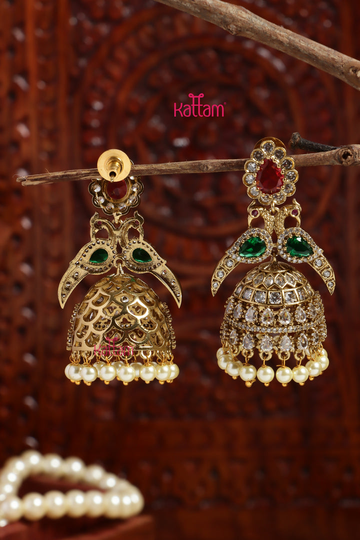 Sayali  - AD Peacock Multistone Jhumka