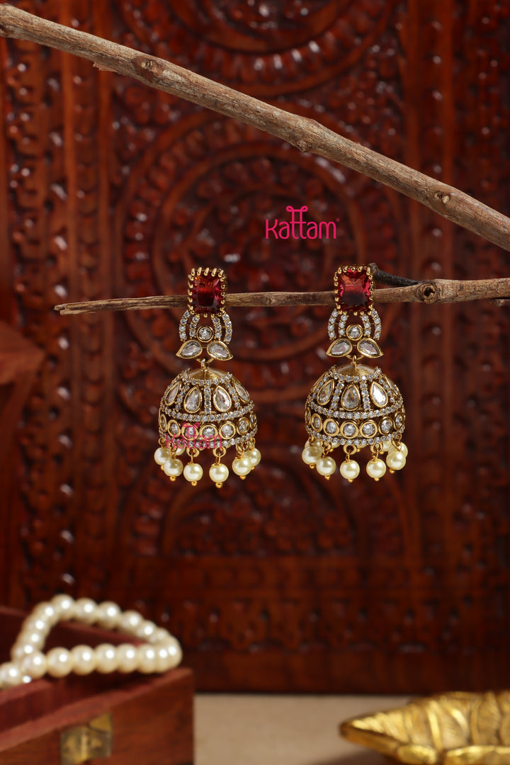 Faritha - AD Ruby Stone Jhumka