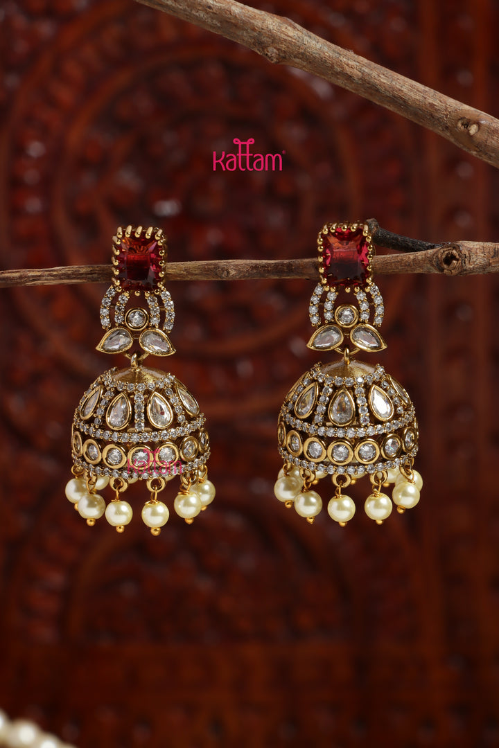 Faritha - AD Ruby Stone Jhumka