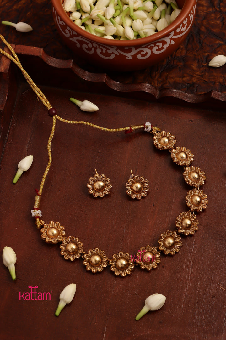 MatteGold Sunflower Choker Set