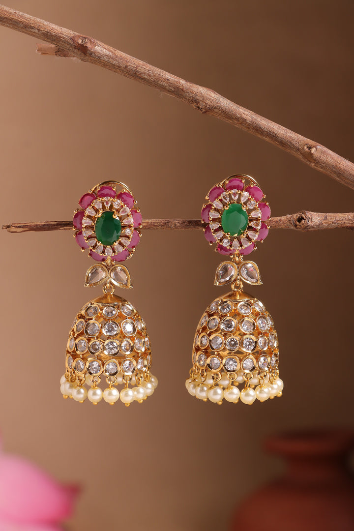 Sunflower White Stone Jhumka