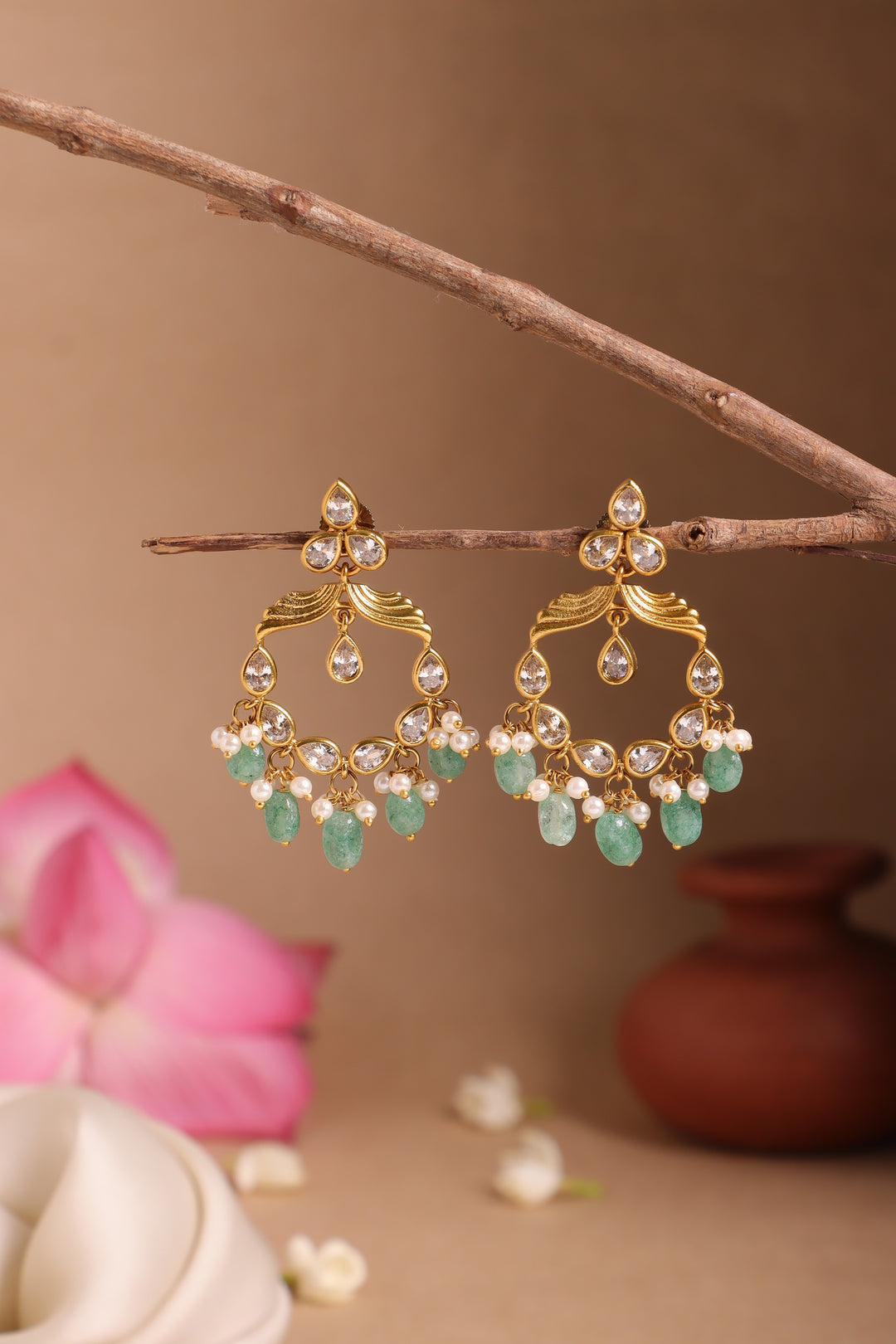 Statement Green Bead Earrings