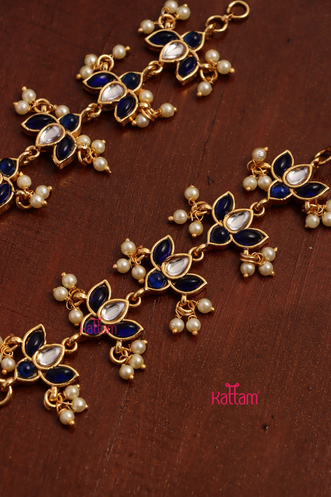 Blue Lotus Pearl EarChain / Mattal