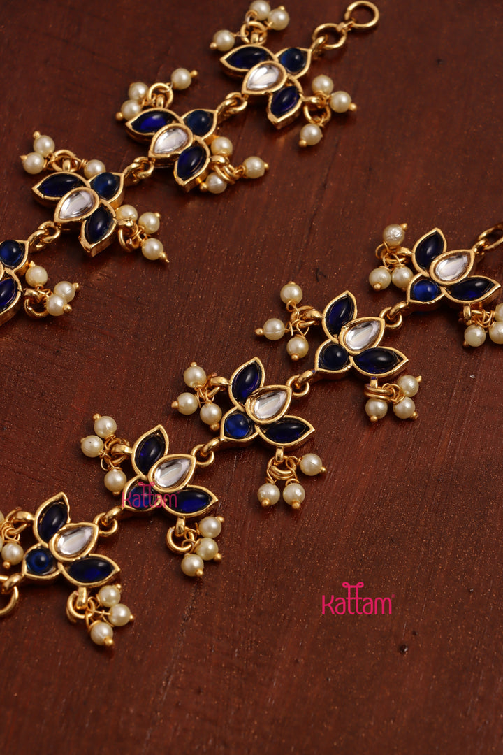 Blue Lotus Pearl EarChain / Mattal