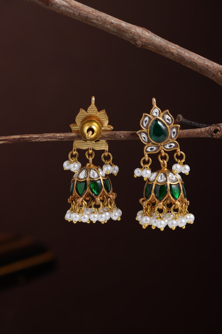 Kundan Green Tamarai Jhumka