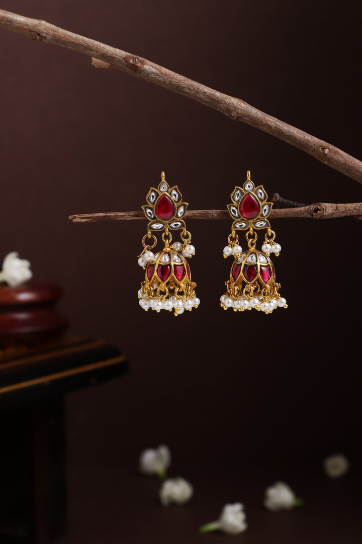 Kundan Ruby Tamarai Jhumka