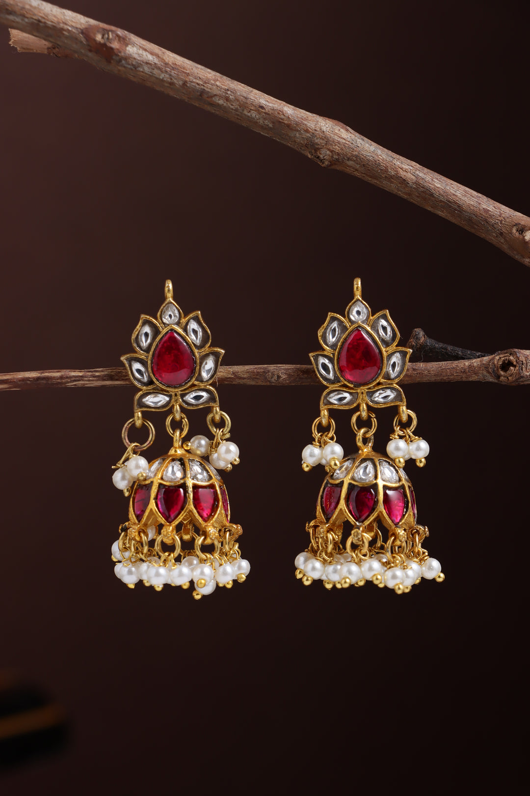 Kundan Ruby Tamarai Jhumka