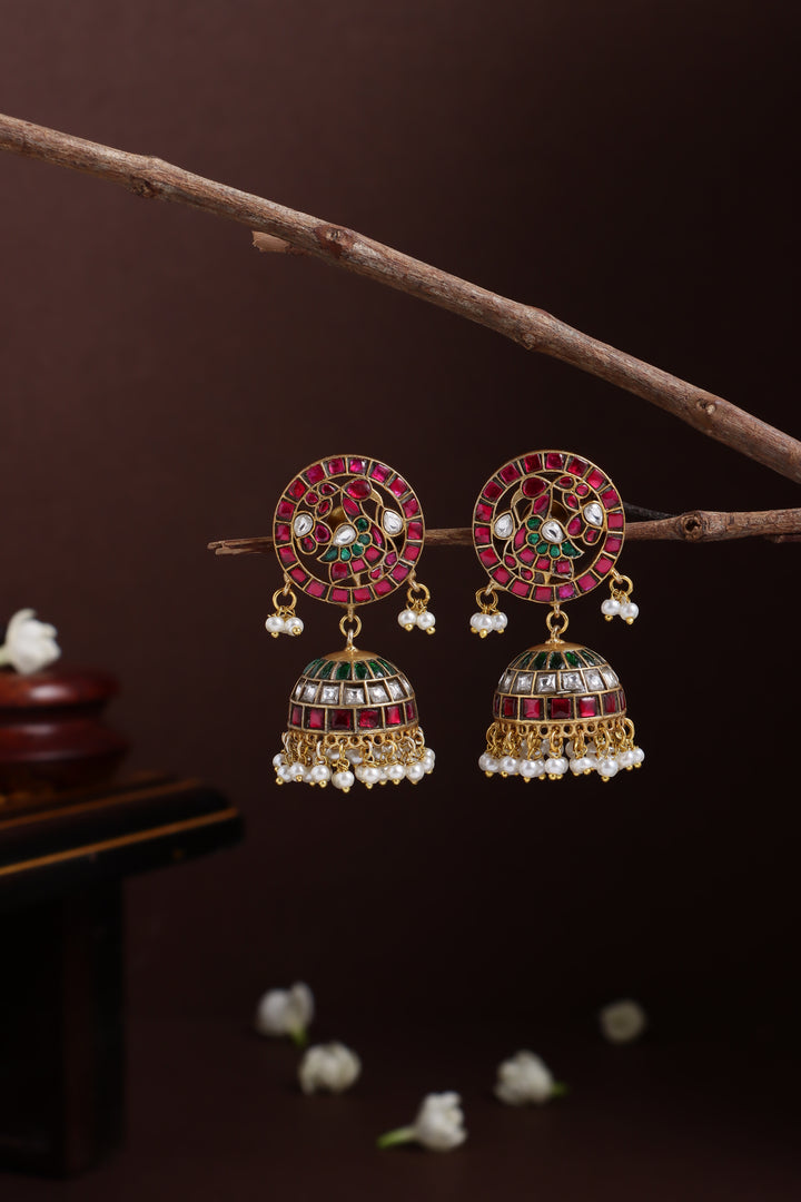 Kundan Peacock Jhumka