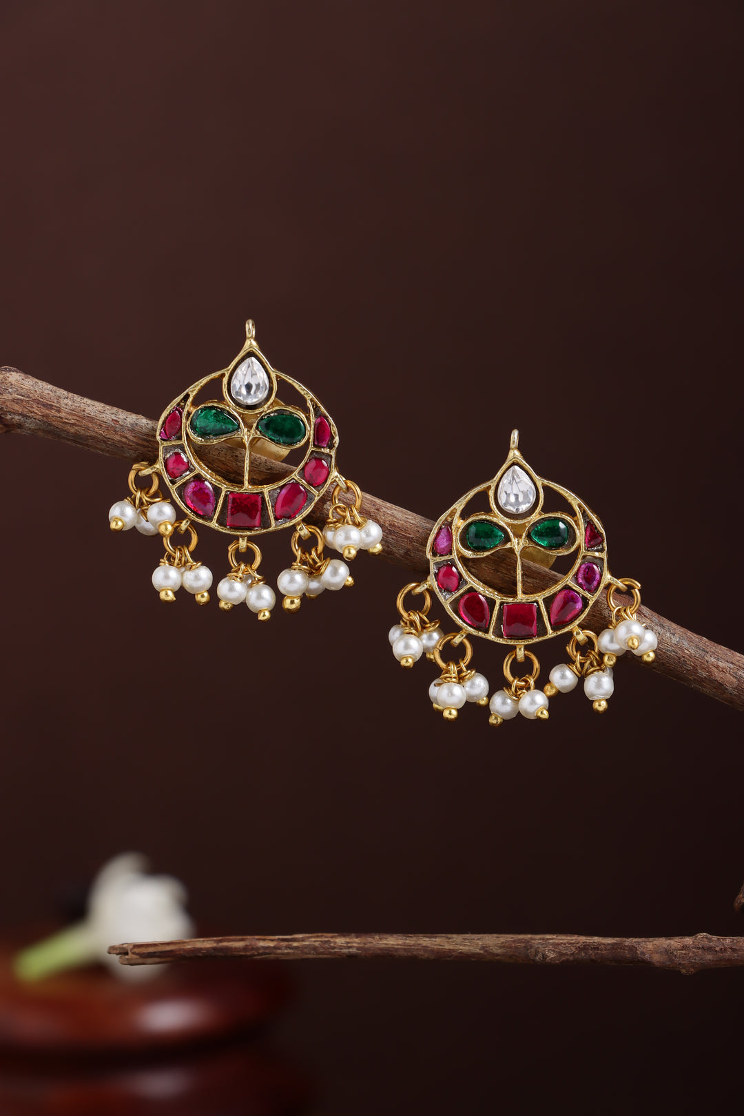 Kundan Chandbali Pearl Earring