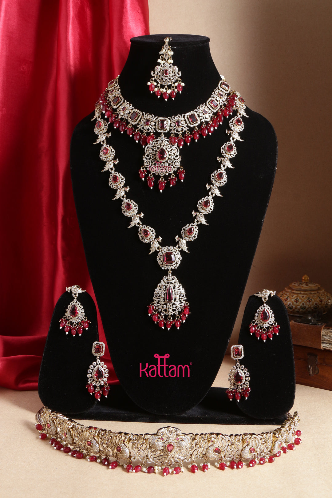 Sahara Maroon Victorian Bridal Jewellery Sold Separately