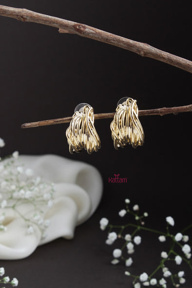 Multilayer Contemporary Goldtone Earring